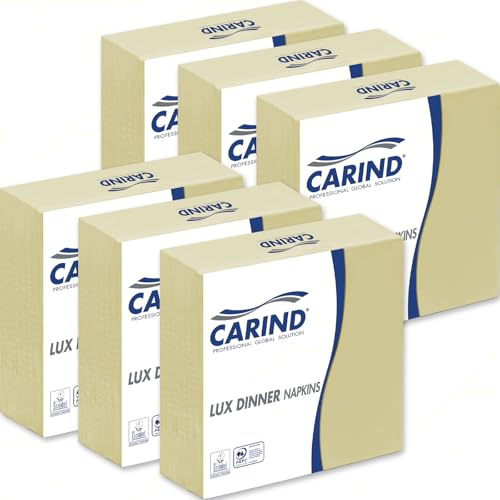 Sicignano | Packung 40 x 16 Stück Servietten Papiertaschentücher 3-lagig 40 x 40 cm Lux Dinner aus Zellulose elegant groß 1/4-Falz Creme - Mittagessen Abendessen Events Restaurant Zeremonien Feste