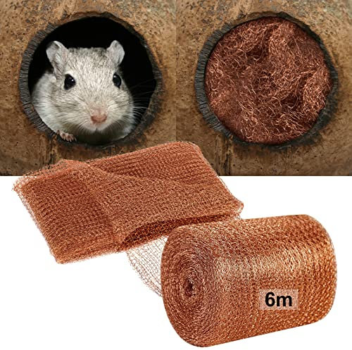 6 Meters Copper Mesh Rodent Mesh DIY Mouse Mesh Wire Mesh Rat Mesh Copper Tape for Closing Gaps Around Gardens Windows Garage Door Corners Pipes, Etc. To Control Snails, Mice And Other Rodents