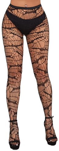 BrightGlow Nätstrumpbyxor svart halloween mönstrade strumpbyxor dam sexiga nätnätstrumpor midja fisknät strumpbyxor dam fisknät strumpor halloween hostäm dam en storlek, #8, one size