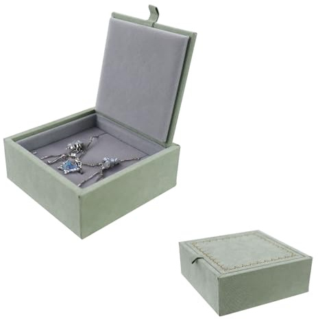 MultiValue Boite Bague Fiancaille, Velvet Vintage carré Boite a Bague Modèle d'Estampage à Chaud Porte Bijoux pour Mariage Anniversaire Cadeau
