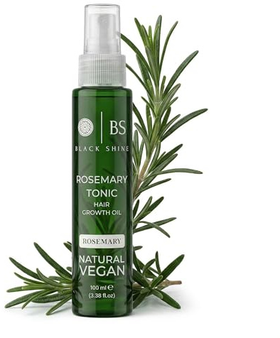 BLACK SHINE Rosemary Hydrosol Hair Tonic Spray 100ml | Vegan Scalp & Hair Mist for Hydration | Lightweight Natural Hair Spray for Dry Hair