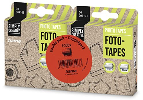 Hama Photo Adhesive Tape for Sticking Photos, Postcards and Tickets | 1,000 Pieces | Double Sided | Self Adhesive