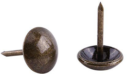 Akozon Antique Decorative Nails, 100pcs Vintage Bronze Upholstery Nails Bronze Metal Tags DIY Furniture Decorative Nails Furniture Sofa Shoe Door Decorative Tack Stud Set (Glossy Diameter 11 x 17 mm)
