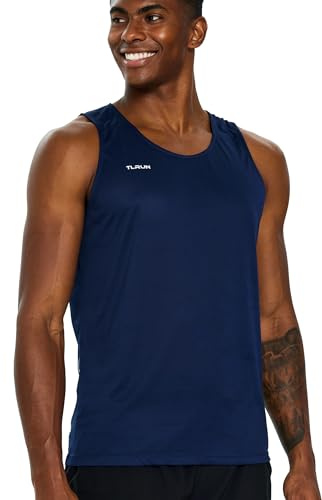 TLRUN Men’s Lightweight Running Vest Quick Dry Marathon Tank Large Navy