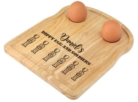Personalised Dippy Breakfast Egg Board Wooden Egg Cups Engraved Baby Bamboo Plate Wooden Egg Holder Kids Gift Easter Kids Boy Dippy Eggs Soldiers