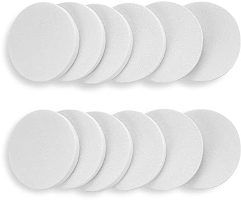 Molain Round Sponge Puff Set 12 Pieces 2.2 Inch White Facial Powder Puffs Foam Sponges Applicator For Liquid Foundation Makeup Cosmetic, Facial Cleanser