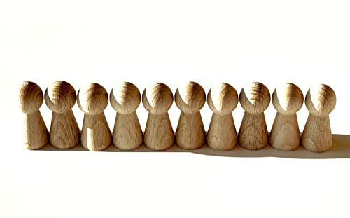 DIY Holzfiguren zum Bemalen, Spielfiguren aus Holz natur, Figurenkegel/Holzkegel für Deko, Hochzeit, Brettspiele, Familienaufstellung. Made in Germany. (10 Figurenkegel groß/Halmakegel 19/40 mm)