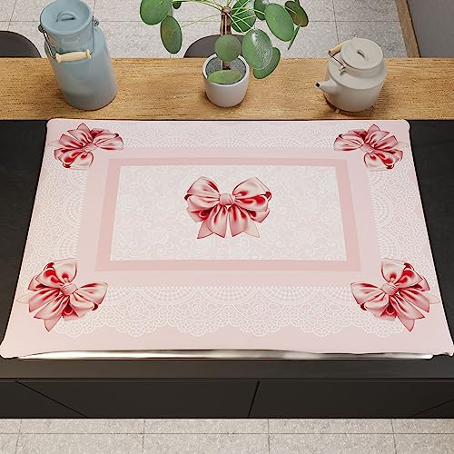 PETTI Artigiani Italiani - Accessori Tessili da Cucina, Copri Fornelli 46x70 cm in Microfibra, Coprifornello Elegante per Gas e Induzione, in Stampa Digitale Fiocco Rosa, 100% Made in Italy
