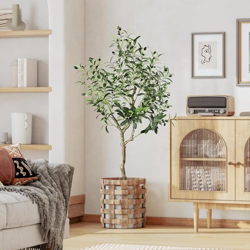 YOLEO Árbol de olivo artificial, 120 cm, plantas artificiales, grandes, árbol de olivo artificial, como real, para salón, dormitorio, oficina, decoración (tipo 2)