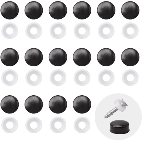 INCREWAY 100pcs Plastic Screw Covers, Dome Cap (Black)