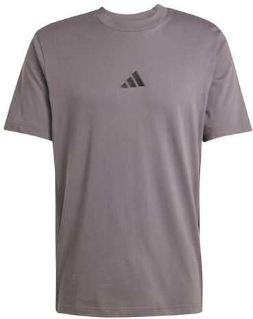 adidas Men's Essential Three Stripes Single Jersey TEE, Grey strata/Black, S
