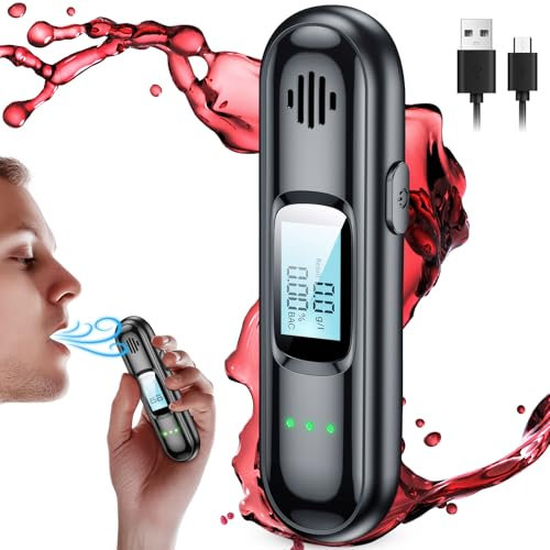 ertlutw Alkoholtester Frankreich Polizeigenau Alkoholmessgerät Promillemessgerät Mit Digitaler Blauer LCD-anzeige Alkoholmessgerät Mit USB-akku Für Den Persönlichen Und Professionellen Gebrauch