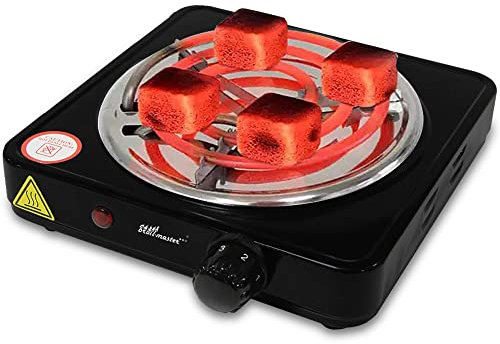 broil-master® Shisha Kohleanzünder - Elektrisch, 1000W Leistung, Schwarz, Klein, Hitze regulierbar, Outdoor, für Camping/Grill - Shishakohlengrill, Kohlegrill, Heizspirale, Grillanzünder, Brenner