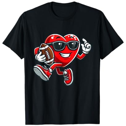 Heart American Football Valentines Day Boys Men Kids Sports T-Shirt