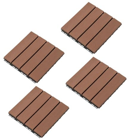 Veemoon 4pezzi Piastrelle Da Deck Interlocking Imitazione Legno Per Esterni Facili Da Installare Resistenti Sole e Maltempo Per e Balconi