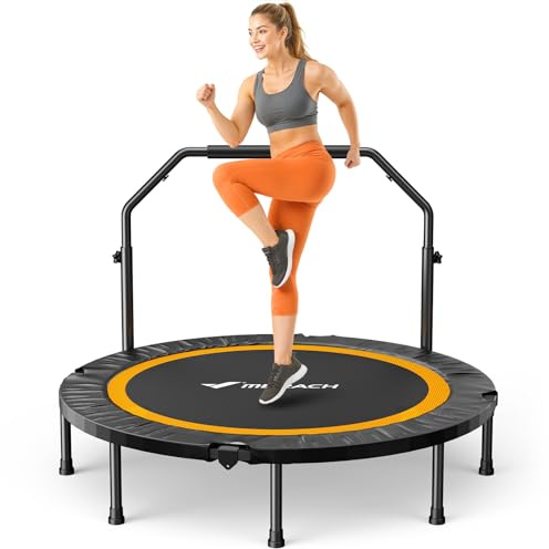 MERACH Mini Trampolino Fitness per Adulti - Trampolinos Pieghevole da 40''/48'' Carico Massimo 330 libbre, Trampolino da Interno per Allenamento Fisico Silenzioso