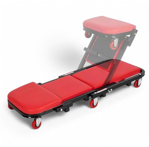 MGidea Lettino SOTTOAUTO Sgabello Carrello 2IN1 Officina Meccanico Riparazione Auto Manutenzione Professionale 90X41,5X12,5CM Portata 150KG