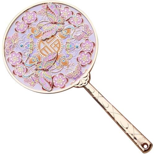 vepoty Kinesisk sminkpräglad handspegel, vintage kosmetisk spegel för traditionella festivaler, prestandatillbehör.