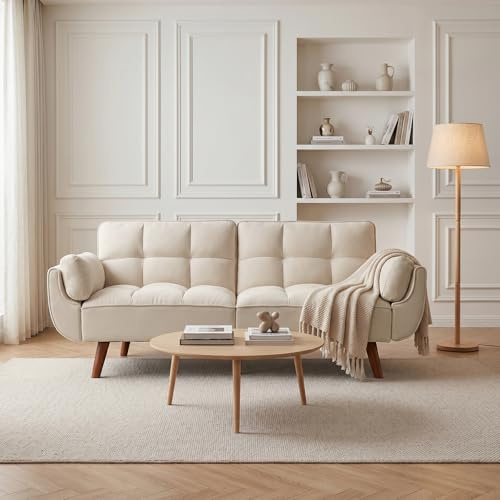 JIEXI Canapé 2 Places, Canapé-lit en Moderne, canapé rembourré Minimaliste pour Salon ou Appartement (Beige)