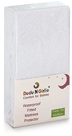 Dudu N Girlie 100 Percent Cotton Travel Cot Waterproof Fitted Sheet, 65 cm x 95 cm