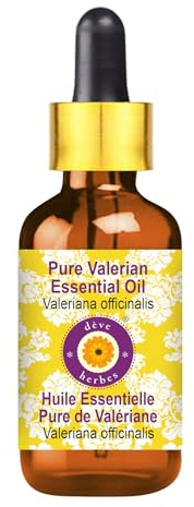 Deve Herbes Pure Valerian Essential Oil (Valeriana officinalis) with Glass Dropper Steam Distilled 50ml (1.69 oz)