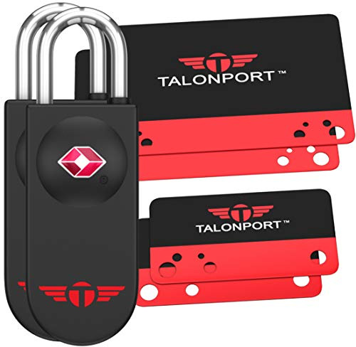 Talonport TSA Locks for Luggage – Keyless Luggage Locks TSA Approved, No Combination Needed, Lifetime Card Keys, Durable Metal Suitcase Lock for Travel Essentials & Checked Bags (Black, Two Pack)