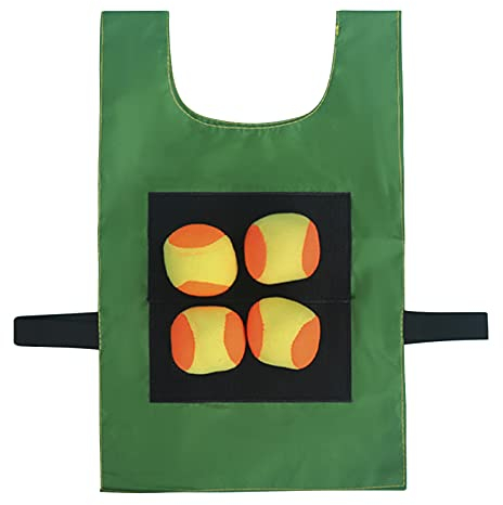 JINTN Zielwesten mit 4 Wattebällchen Klettballspiel Wurfziel Spiel Wurfball Klettwesten Set Wurfspiel mit Klebejacke Klettball Weste Set für Kinder
