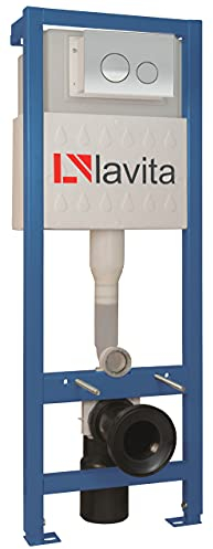 Domino Lavita - Elemento de pared para inodoro suspendido (incluye placa de empuje, 112-128 cm), color cromo