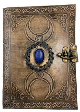OVERDOSE vintage Moon Stone Leather Journal - Antique Handmade Edge Paper Leather Bound Journal | Carnet de croquis en cuir - Journal de dessin - Design vintage– 5 X 7 Pouces | 12x17 Cm | A6