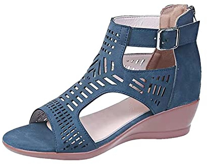 Susenstone Sandales Femme Elégant Sandales Compensées Fermeture éclair Sandale Réglable Sandales Tongs pour Femme d'été Confortables pour Maison Piscine Plage Été Chaussures Plateforme