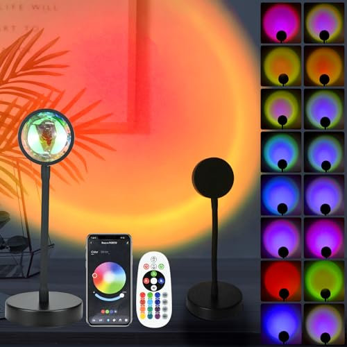 Sunset Lamp Projector, 16 Colors Led Lights for Bedroom Night Light Sun Sunrise Sunlight Lamp Mood Light with APP Control / Remote Control for Bedroom Decor, Photography, Christmas Gifts for Women