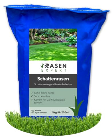 Premium Schattenrasen Fläche 200m² - 5 kg - Ideale Rasensamen für schattige Flächen