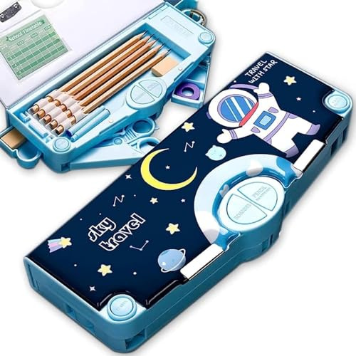 Astuccio Pop out, Astuccio Cartoleria Organizer con Scomparti Pulsante, Astucci Cancelleria per Bambini Ragazze Studenti, Include Eraser Righello Forbici Affinatore per Matite