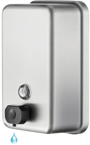 modunful Dispenser di Sapone a Bagno Muro, 1100 ml Dispenser Sapone Mani in Acciaio Inox, Dosatore di Sapone Liquido a Pompa, Protettivo in PE Incorporato, per Bagno Commerciale Pubblico