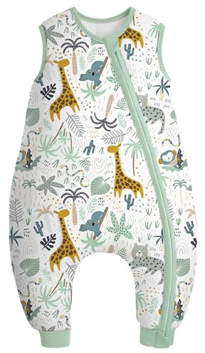 Yoofoss Saco de Dormir para Bébé con Pies Calcetines 2.5 TOG Algodón Todo el año Primavera Otoño Súper transpirable Dormir para Unisex 70 cm Niñas Niños 6-18 Meses
