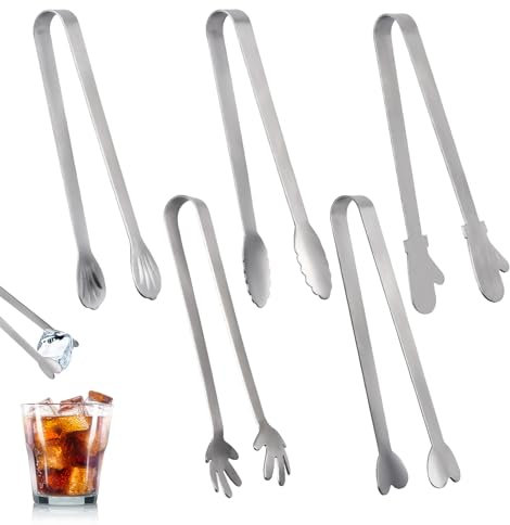5 StüCk KüChenzange Klein, Zange KüChe, Candy Bar, EiswüRfelzange, SüßIgkeiten Zange, Edelstahl Eiszange FüR EiswüRfel, Servierzange FüR Hochzeit Party Bar BüFett Grill Picknick