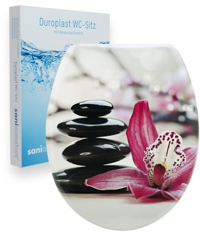 sanicomfort WC-Sitz, Duroplast, mit Absenkautomatik, Toilettensitz passend für alle handelsüblichen WC-Becken (Orchid)