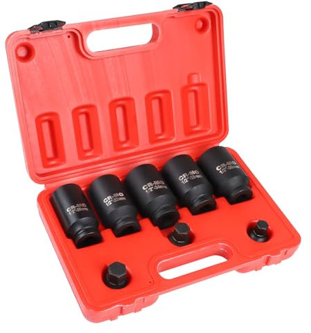 MIGUBIGU 8 Piezas Juego de Llave de Vaso 1/2’’, 30 32 34 35 36 mm, Llaves de Vaso Impacto Hexagonal, Llaves de Vaso de Doce Caras, Juego de Tuercas Multidientes de Acero al Cromo Vanadio