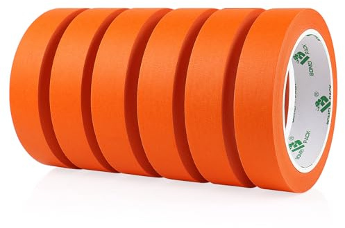 BOMEI PACK 6 Pack Orange Painters Tape, 0.94 x 30yds, Premium Painting Masking Tape, Clean Release Paper Tape for Home and Office