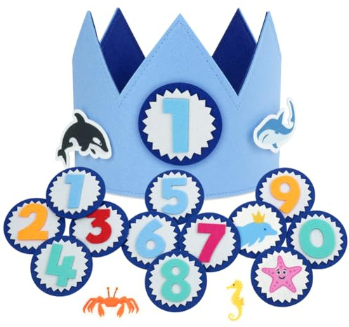 URAQT Corona de Infantil Cumpleaños con Números Intercambiables del 0 al 9