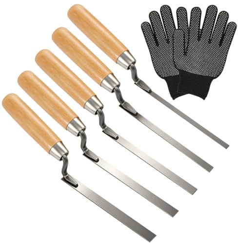 VZXZXE Set di 5 cazzuole per fughe, 6-15 mm, in acciaio al carbonio, strumento da muratore