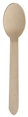 ABENA Gastro-Line 16cm Wooden Disposable Spoons, The Eco-Labelled Wooden Cutlery Choice for your Disposable Cutlery, 100% Compostable Birchwood from Certified Ethical Forests (Pack of 100)