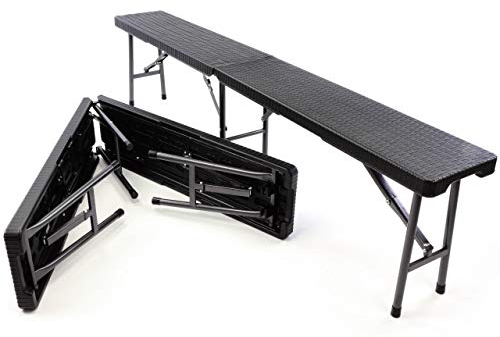 SONLEX 2er Set Bierbank klappbar Partybank 180 x 25 x 41 cm schwarz bis 200 kg Gartenbank für 4 Personen Garnitur wetterfest Kunststoff