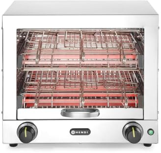 HENDI Multi-Toaster, Bräunungsstufen, Brötchenaufsatz, 2 Schichten mit 6 Toeasterzangen, 15 Minuten mechanische Zeitschaltu mit Glocke, 230V, 3000W, 438x290x(H)402mm, Edelstahl
