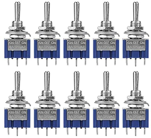 10 Pezzi Kit Interruttore a Levetta ON-OFF-ON 3 Posizione 3 Pin Interruttore a Levetta SPST 6 mm per Auto Barca