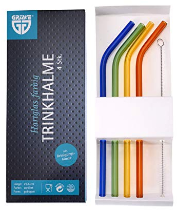 GRÄWE - Juego de pajitas (5 Unidades, Cristal Duro), Multicolor