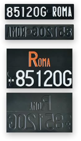 Targhe Personalizzate - Modello Kit Completo dal 1976 al 1984 in Plastica - con Lettere e Numeri in Rilievo, Made in Italy (Sovrapposta in Colorazione D'origine)
