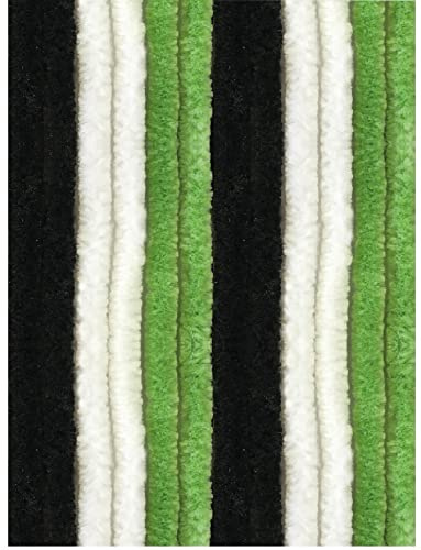 Arsvita Rideau en molleton 160 x 185 cm en bandes noires – vert – blanc, parfait protection contre les insectes et les regards indiscrets pour votre porte de balcon et de terrasse, plusieurs couleurs