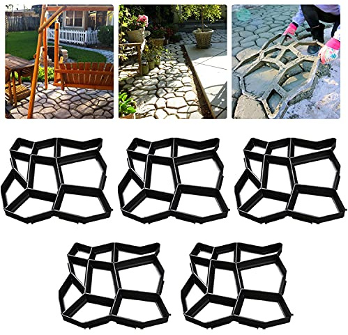 Cecaylie 5 stampi per pavimentazione, per pavimentazione, D.I.Y, per pavimentazione, 43 x 43 x 4 cm, per cemento, marciapiedi, pavimentazione, lastre per terrazze
