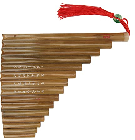 Panflöte, 15 Pfeifen G-Taste Chinesisches Traditionelles Musikinstrument Panflöte Holzblasinstrument(Linke Hand), Blasinstrument